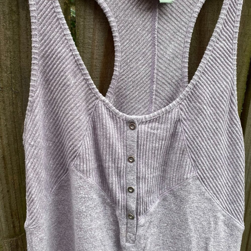 Lucie Ribbed Racerback Tank in Lavender Gray - Picture 2 of 6
